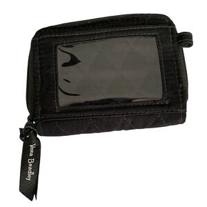 Vera Bradley ID Card Coin Purse Black Zippered Inside Compartments NO KEY CHAIN